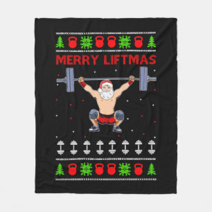 Christmas Ugly Christmas Weightlifting Fleece Blanket