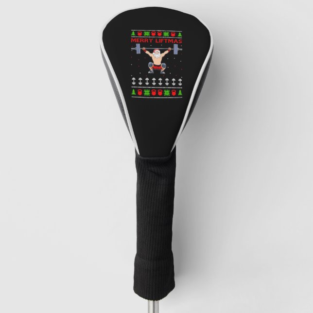 Christmas Ugly Christmas Weightlifting Golf Head Cover (Front)