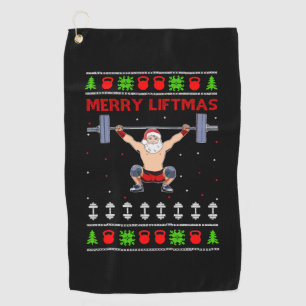 Christmas Ugly Christmas Weightlifting Golf Towel