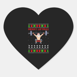 Christmas Ugly Christmas Weightlifting Heart Sticker