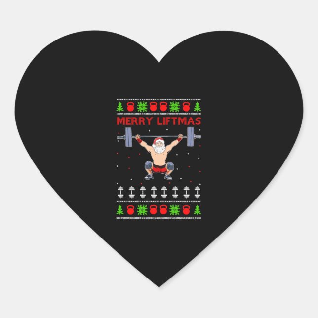 Christmas Ugly Christmas Weightlifting Heart Sticker (Front)