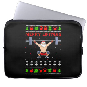 Christmas Ugly Christmas Weightlifting Laptop Sleeve