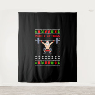 Christmas Ugly Christmas Weightlifting Tapestry