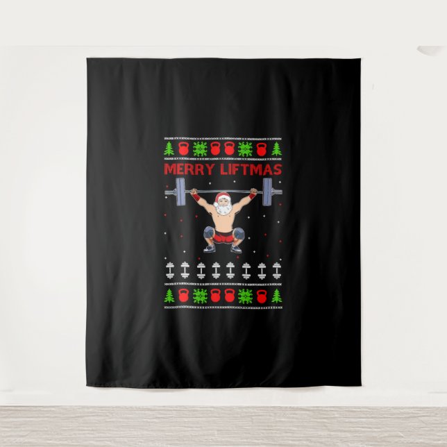 Christmas Ugly Christmas Weightlifting Tapestry (Front)
