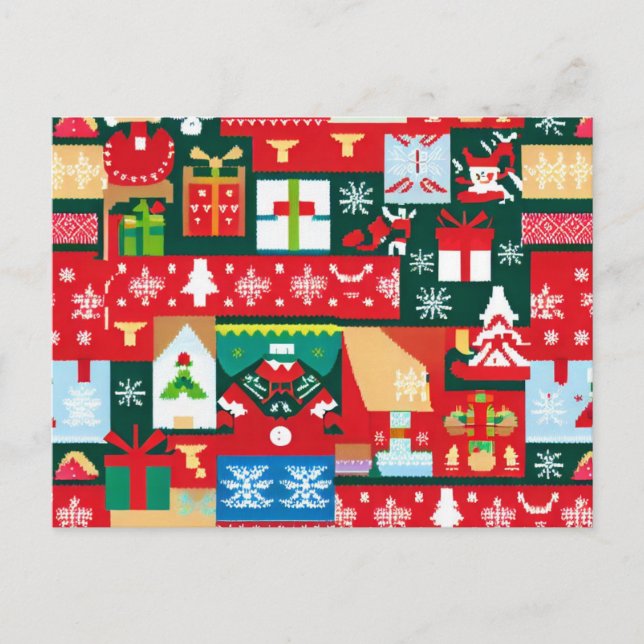 Christmas Ugly Sweater 1 Holiday Postcard (Front)