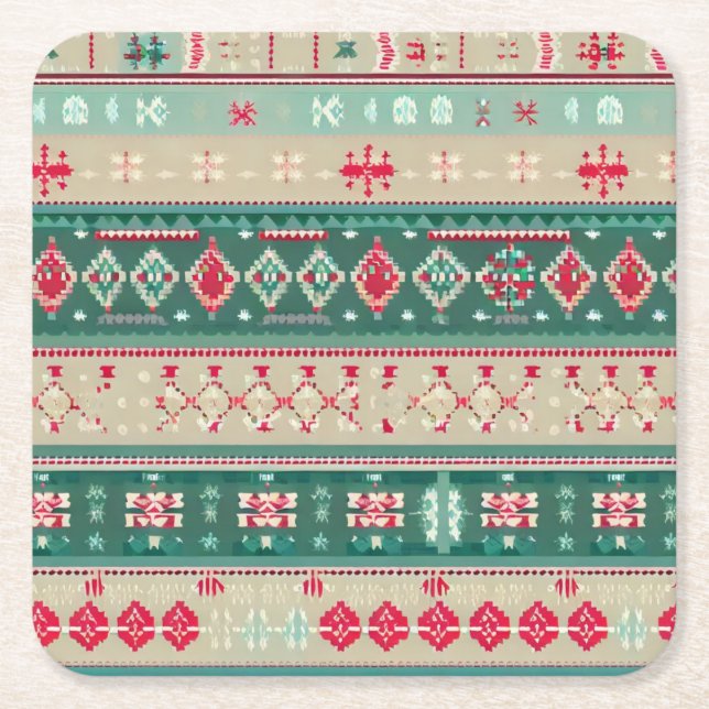 Christmas Ugly Sweater 2 Square Paper Coaster (Front)