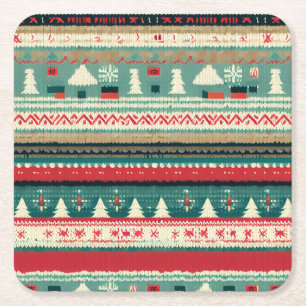 Christmas Ugly Sweater 3 Square Paper Coaster