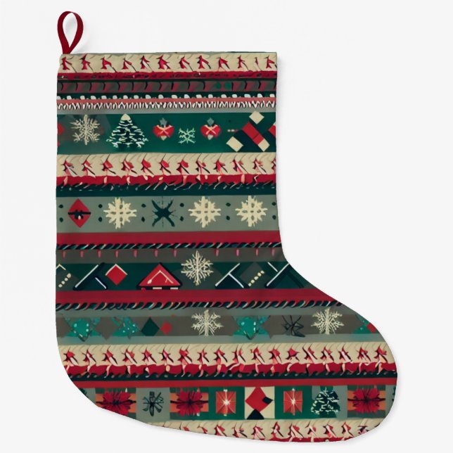 Christmas Ugly Sweater 4 Large Christmas Stocking (Front)