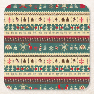 Christmas Ugly Sweater 5 Square Paper Coaster