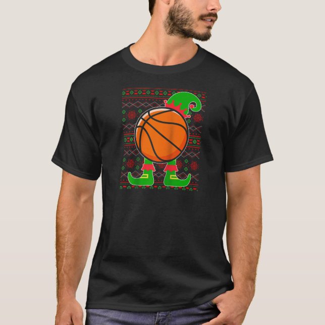 Christmas Ugly Sweater basketBall Xmas Elf Squad R (Front)