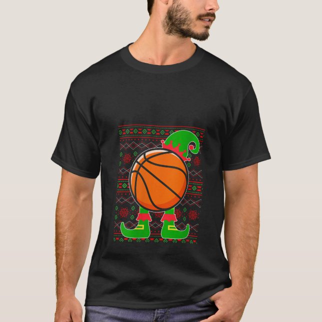 Christmas Ugly Sweater basketBall Xmas Elf Squad V (Front)