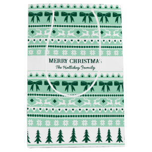 Christmas Ugly Sweater Family Name Mint Green Medium Gift Bag