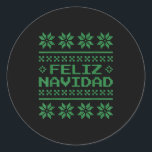 Christmas Ugly Sweater Feliz Navidad Xel Pattern S Classic Round Sticker<br><div class="desc">Christmas Ugly Sweater Feliz Navidad Xel Pattern Spani-shirt</div>