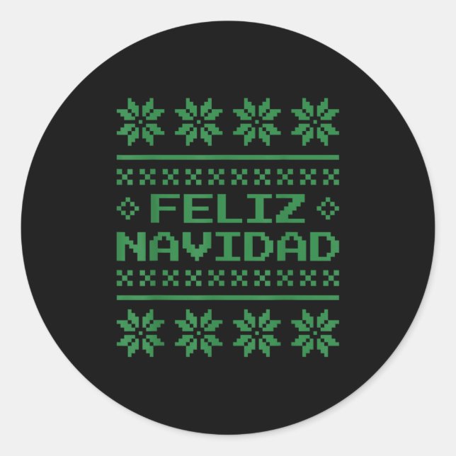 Christmas Ugly Sweater Feliz Navidad Xel Pattern S Classic Round Sticker (Front)