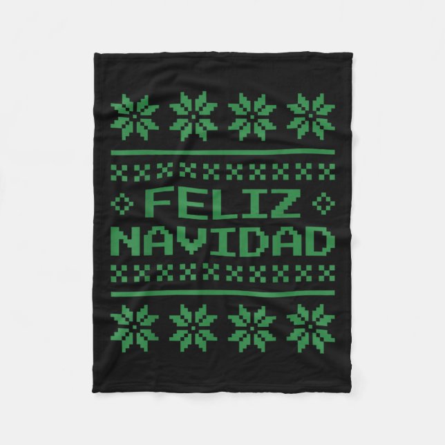 Christmas Ugly Sweater Feliz Navidad Xel Pattern S Fleece Blanket (Front)