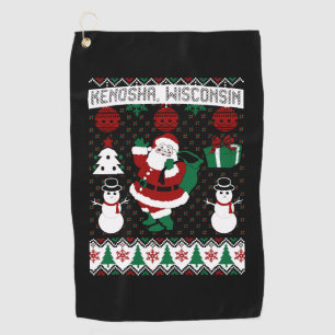 Christmas Ugly Sweater Kenosha Wisconsin Golf Towel