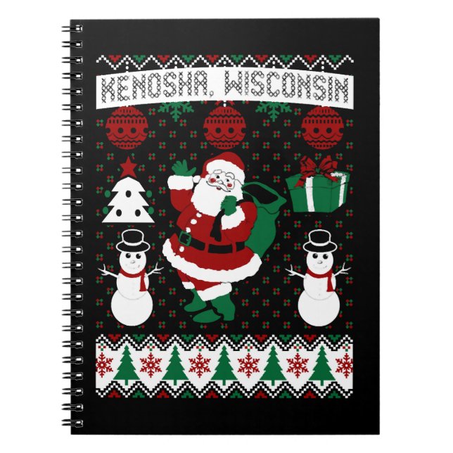 Christmas Ugly Sweater Kenosha Wisconsin Notebook (Front)