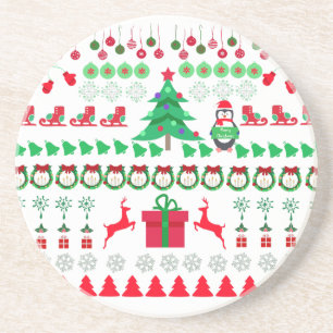 Christmas Ugly Sweater Knit Pattern Coaster