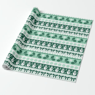 Christmas Ugly Sweater Knit Pattern in Mint Green Wrapping Paper