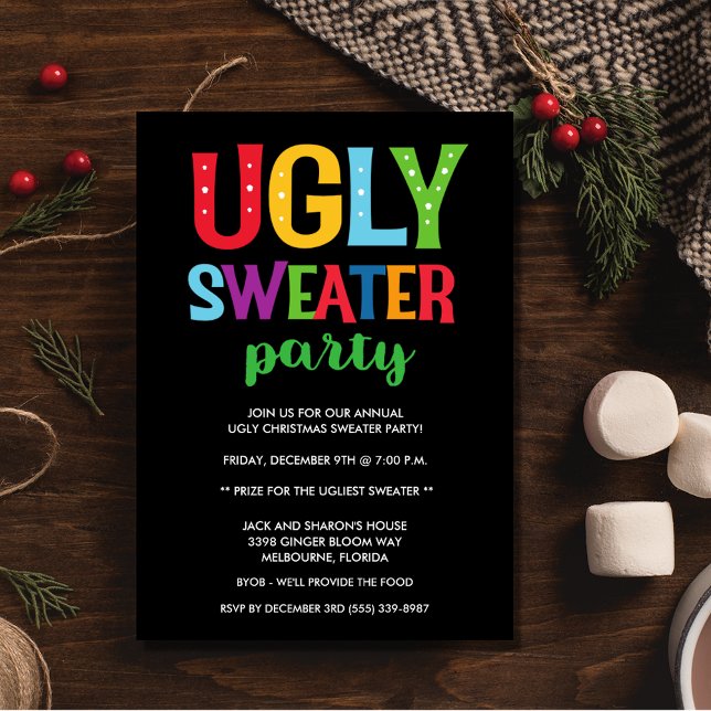 Christmas Ugly Sweater Office Adult Party  Invitation (Christmas Ugly Sweater Office Adult Party Invitation)