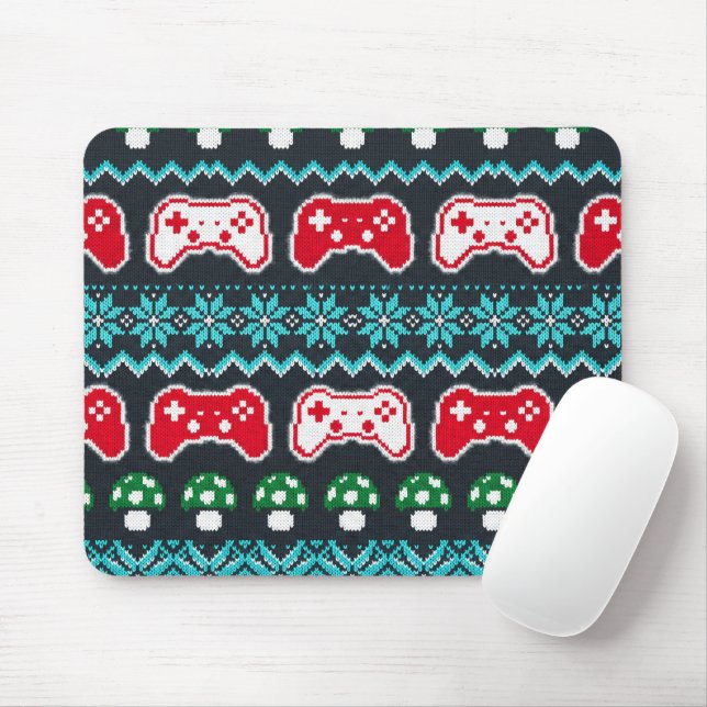 Christmas Ugly Sweater Pattern Gaming Controller Mouse Mat (With Mouse)