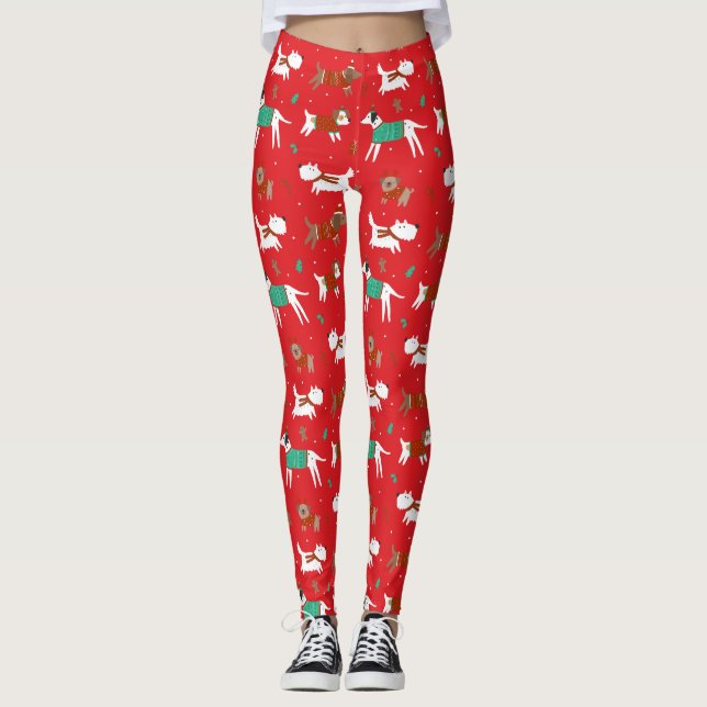 Christmas Ugly Sweater Pet Leggings (Front)