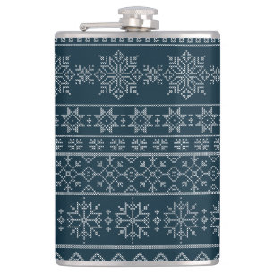 Christmas ugly sweater scandinavia knitwear design hip flask
