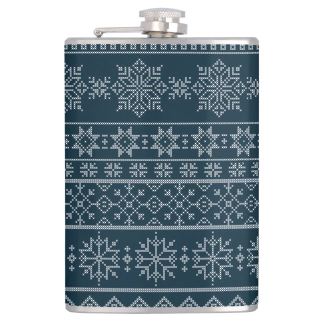 Christmas ugly sweater scandinavia knitwear design hip flask (Front)