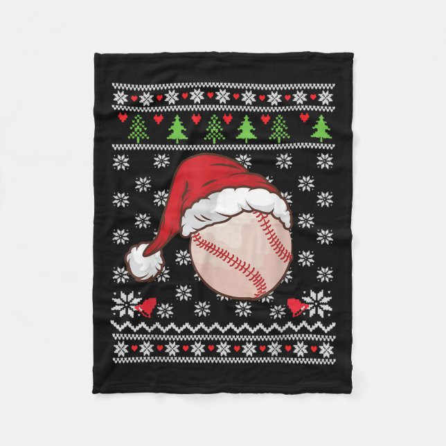 Christmas Ugly Sweater Style Baseball Xmas Merry S Fleece Blanket (Front)