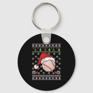Christmas Ugly Sweater Style Baseball Xmas Merry S Key Ring