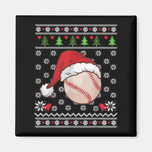 Christmas Ugly Sweater Style Baseball Xmas Merry S Magnet (Front)