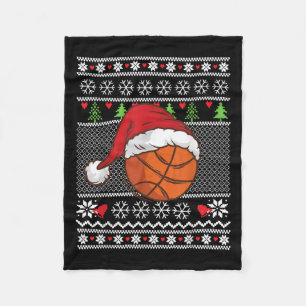 Christmas Ugly Sweater Style Basketball Xmas Merry Fleece Blanket