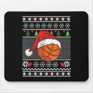 Christmas Ugly Sweater Style Basketball Xmas Merry Mouse Mat