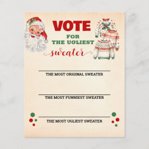 Christmas Ugly Sweater Voting Card