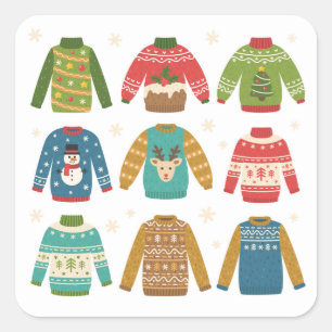 Christmas Ugly Sweaters Square Sticker