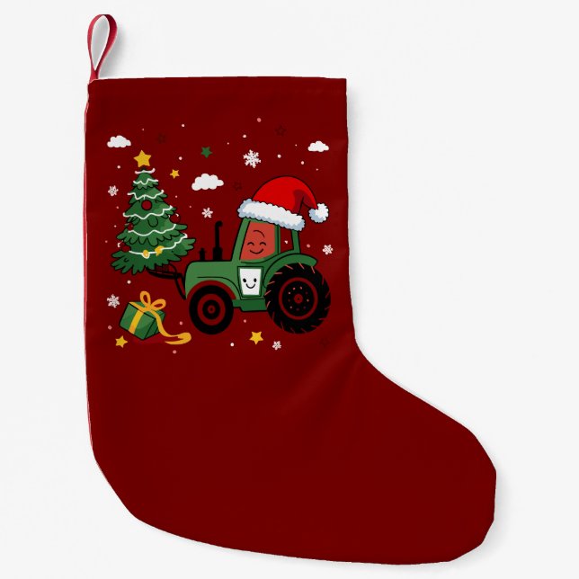 Christmas Ugly Xmas Funny Santa Reindeer Truck  Small Christmas Stocking (Front)