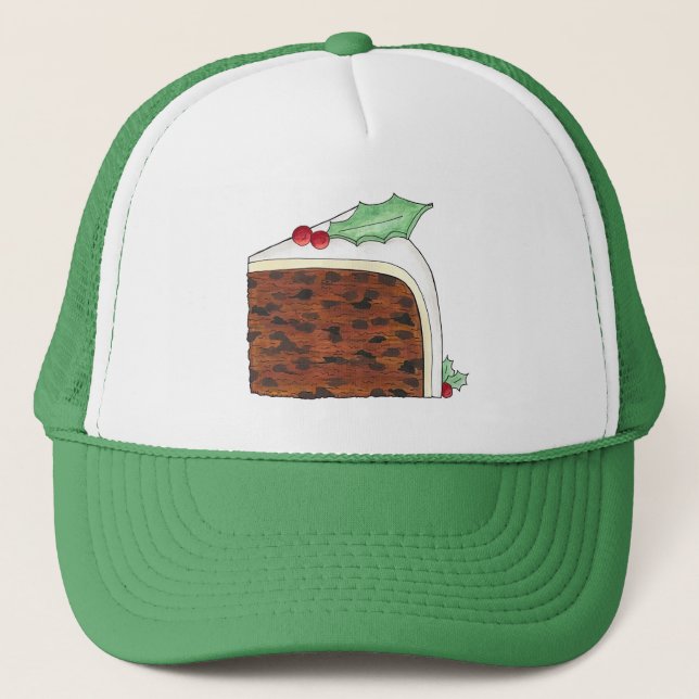 Christmas UK British Cake Slice Festive Pudding  Trucker Hat (Front)