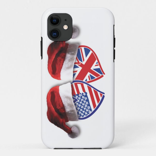 Christmas UK USA Patriotic Heats Case-Mate iPhone Case (Back)
