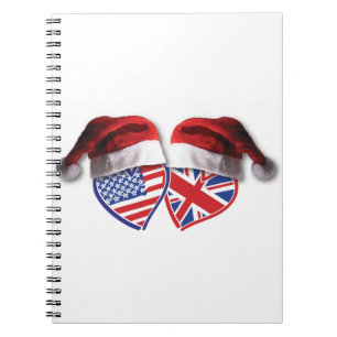 Christmas UK USA Patriotic Heats Notebook