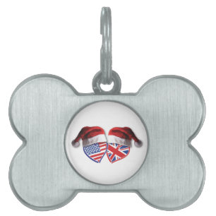 Christmas UK USA Patriotic Heats Pet Tag