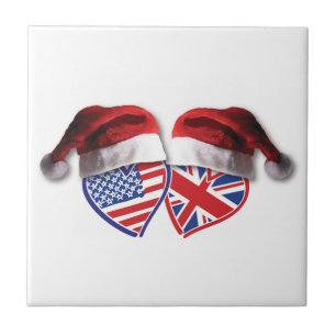 Christmas UK USA Patriotic Heats Tile