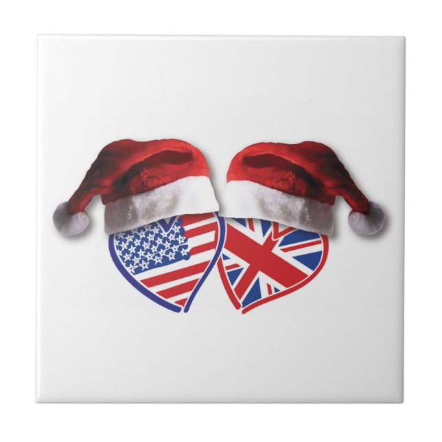 Christmas UK USA Patriotic Heats Tile (Front)