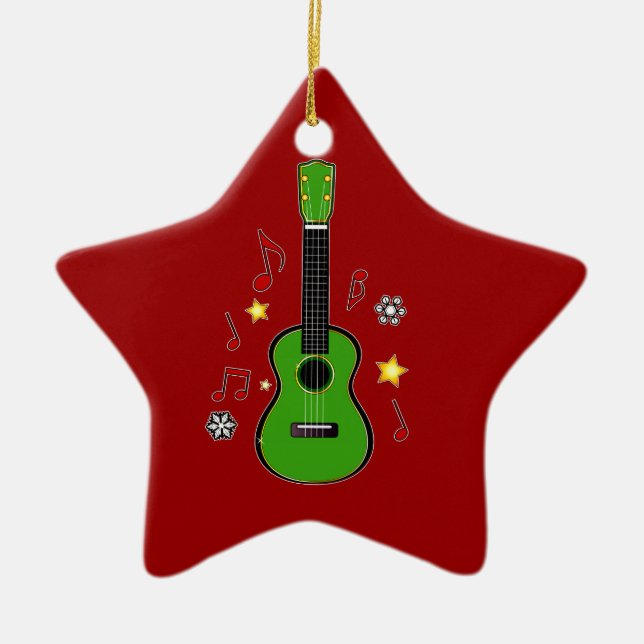 Christmas Ukelele! Ceramic Tree Decoration (Front)