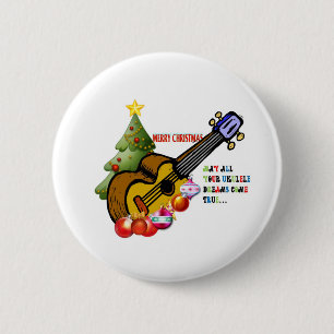 Christmas Ukulele Shirt 6 Cm Round Badge