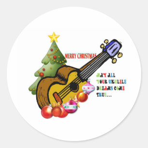 Christmas Ukulele Shirt Classic Round Sticker