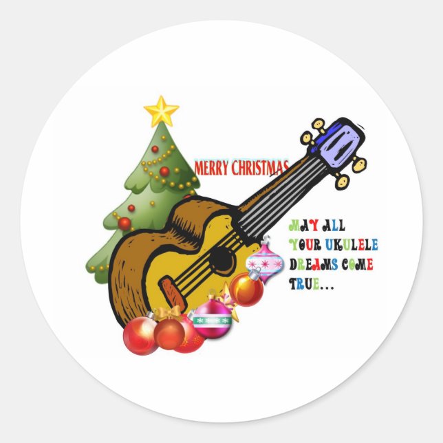 Christmas Ukulele Shirt Classic Round Sticker (Front)