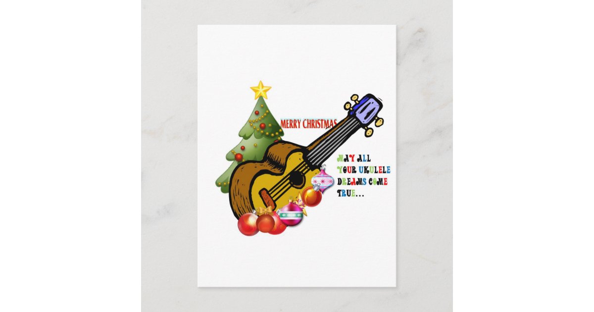 Christmas Ukulele Shirt Holiday Postcard Zazzle.co.uk