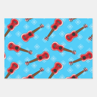 Christmas Ukulele Uke Player Musician Pattern Wrapping Paper Sheet