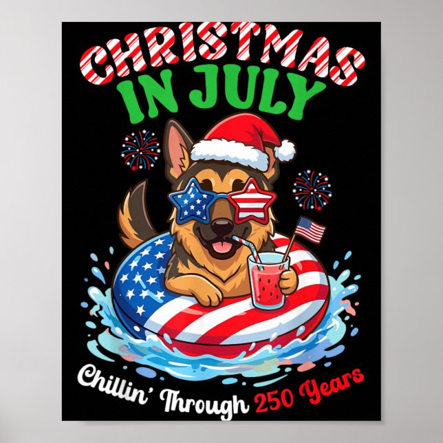 Christmas Uly German Shepherd Dog Chillin Through Poster (Front)