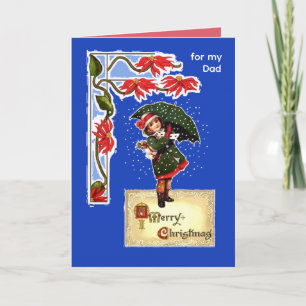 Christmas Umbrella Girl in Snow for Dad Card